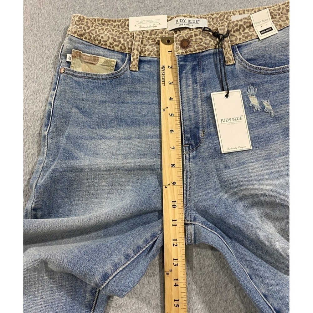 Judy Blue Slim Fit‎ Jeans Women's Size 9/29 Blue Cheetah Camo High Rise Med Wash - Picture 8 of 14